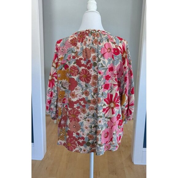 Fray Floral Peasant Top Size Small/ 0-6 Style #T16804 Prairie Blouse - Picture 5 of 7